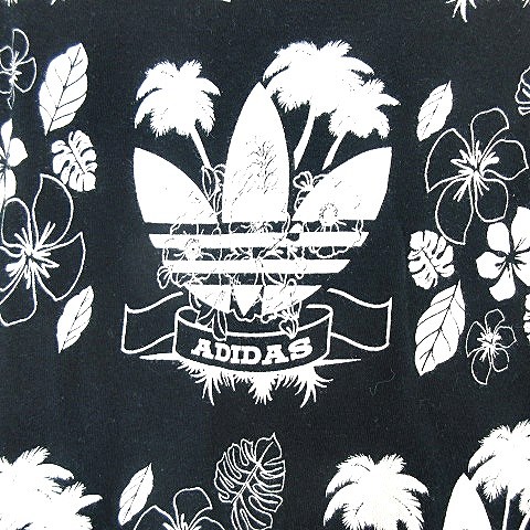 アディダスオリジナルス Adidas Originals 46a Tシャツ カットソー 半袖 ロゴ トレフォイル ハイビスカス プリント 総柄 ブラック 黒 S S メンズ 022 ベクトルパーク