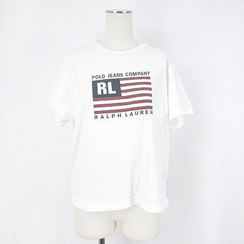 ポロジーンズ ラルフローレン Polo Jeans カットソー Tシャツ 半袖 アメリカ 国旗 プリント M 白 ホワイト Ky 190720 レディース 022 901907190031 ベクトルパーク