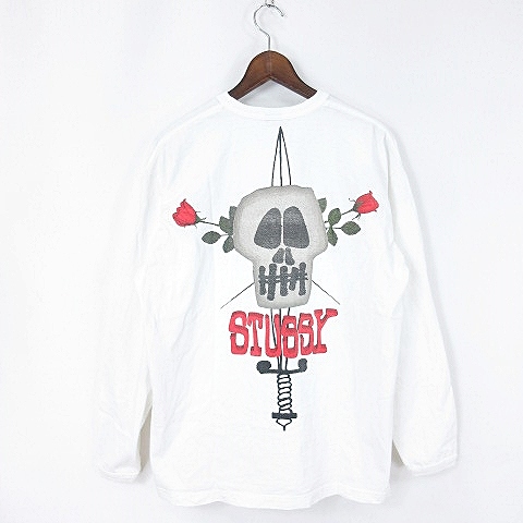 ステューシー STUSSY Tシャツ カットソー 長袖 ドクロ スカル 薔薇 