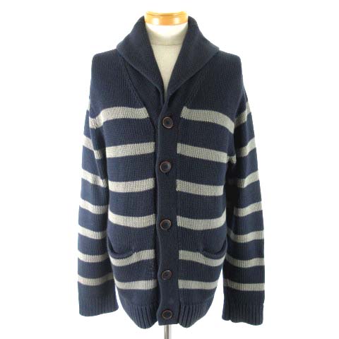トミーヒルフィガー Tommy Hilfiger カーディガン ニット ショールカラー ボーダー ネイビー 紺 L メンズ 022 ベクトルパーク