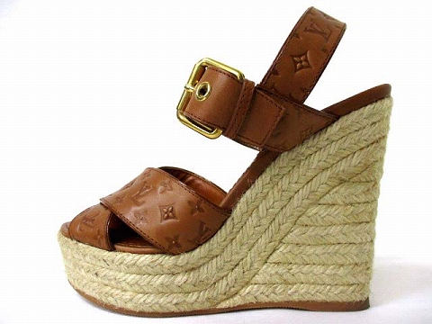 ルイヴィトン LOUIS VUITTON サンダル モノグラム ジュート ウェッジ  