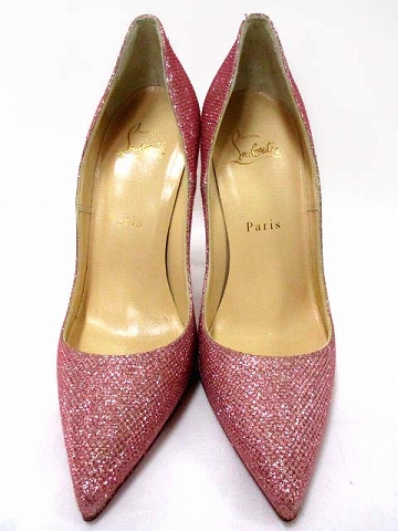 クリスチャンルブタン　ピンクグリッター　ポインテッドトゥ　パンプス クリスチャンルブタンピンクグリッターポインテッドトゥパンプス