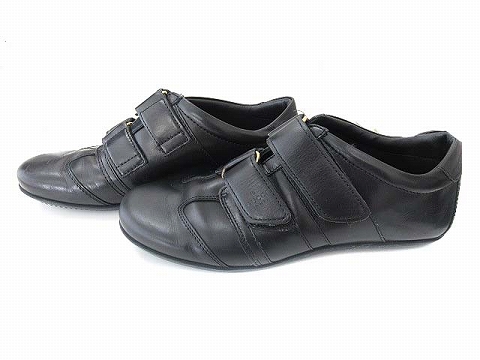 グッチ GUCCI 091057 スニーカー ベルトデザイン レザー ブラック 黒  