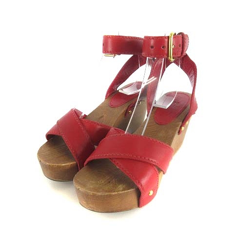 Miu Miu サンダル レッド MIU MIU ストラップサンダル エナメル 茶