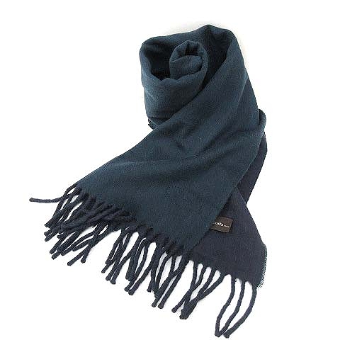 エルメス HERMES エブリン マフラー カシミヤ フリンジ ネイビー 紺  