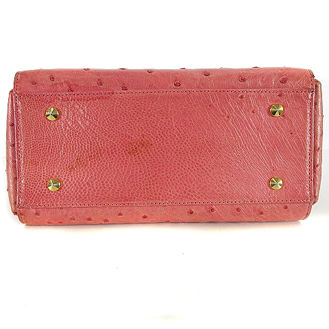 三宝 iii sanpo オーストリッチ レザー ハンド バッグ ピンク