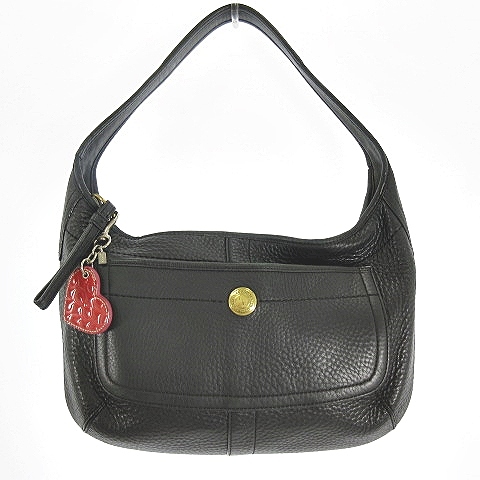◇◇ COACH コーチ ショルダーバッグ ブラック ペブルドレザー  