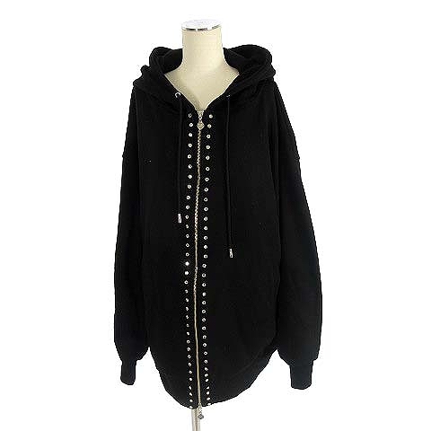 レディ Rady Tk0740 s S ss 新作 今季 ジップアップ ビジュー フーディ パーカー オーバーサイズ ラインストーン ブラック 黒 M レディース 022 ベクトルパーク