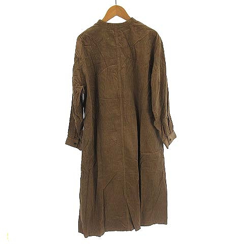 未使用品 スタディオクリップ Studio Clip コーデュロイ シャツ ワンピース ノーカラー ロング ブラウン 茶 M レディース 022 ベクトルパーク