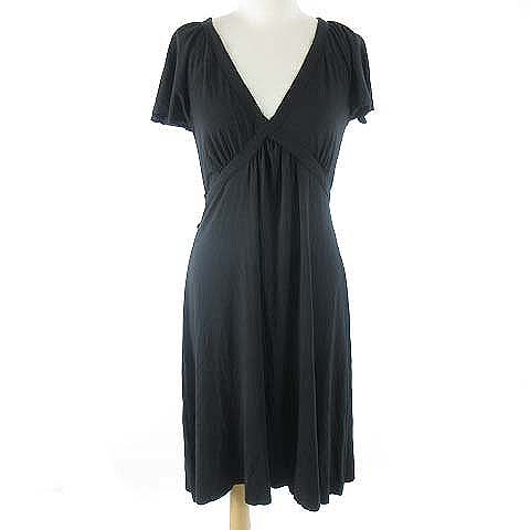 未使用品 ギャップ Gap ワンピース ロング 膝下 ギャザー 半袖 Vネック ブラック 黒 S レディース 022 ベクトルパーク