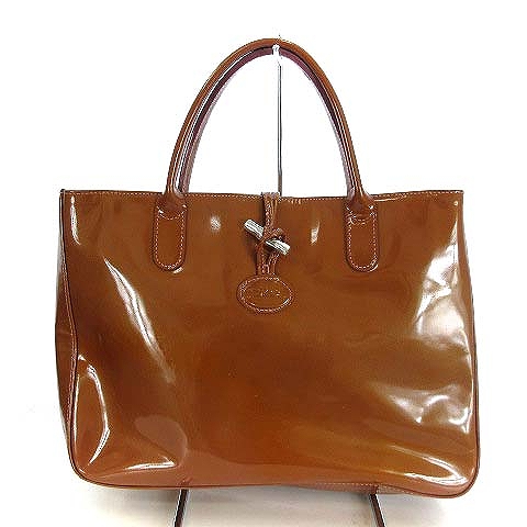 ロンシャン LONGCHAMP バッグ ハンド トート エナメル キャメル  