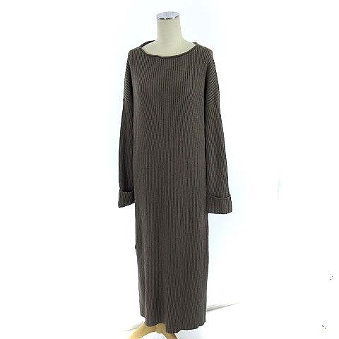 アーバンリサーチ Urban Research リブ ニット ロング ワンピース ボートネック 長袖 グレージュ F Ibs56 レディース 022 ベクトルパーク