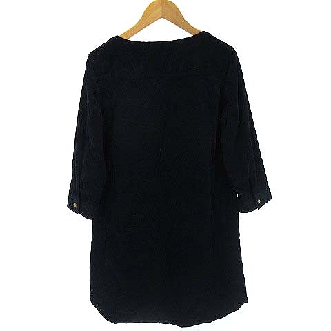 アメリカンラグシー American Rag Cie コーデュロイ ノーカラー シャツワンピース シャツワンピ 七分袖 ネイビー 紺 F Vgp00 レディース 022 ベクトルパーク