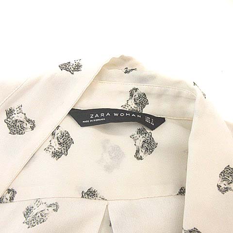 ザラウーマン Zara Woman ブラウス シャツ タイガー トラ アニマル プリント ホワイト 白 トップス レディース 022 ベクトルパーク