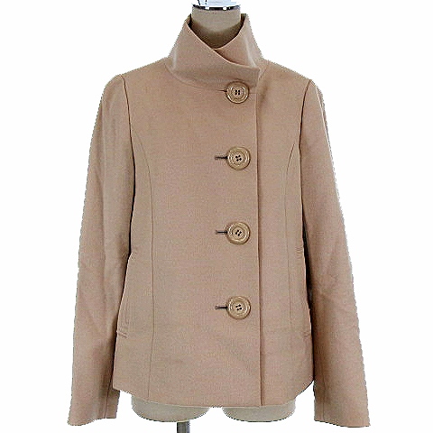インディヴィ Indivi ショート コート スタンドカラー ウール カシミヤ混 ベージュ 36 レディース 022 ベクトルパーク