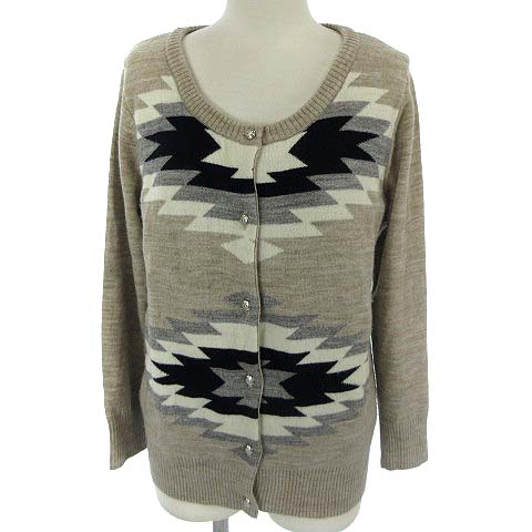 ジーナシス Jeanasis オルテガ柄 ニット カーディガン ウール混 ベージュ レディース 022 ベクトルパーク