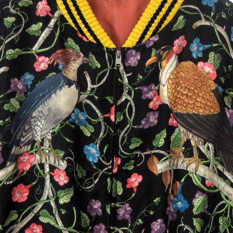 グッチ GUCCI ボンバー 17SS バード・オブ・プレイ シルク ジャケット
