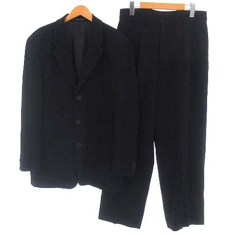 エンポリオアルマーニ EMPORIO ARMANI スーツ セットアップ 上下 3B テーラード ジャケット スラックス パンツ ウール ブラック 黒 48 ●IBS77 メンズ