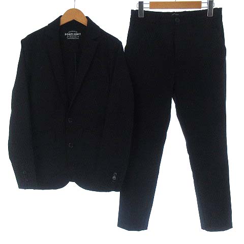 アバハウス Abahouse Ecru ポンチニット セットアップ 上下 スーツ 2b テーラード ジャケット イージー パンツ ネイビー 02 44 Ibs77 メンズ 022 ベクトルパーク