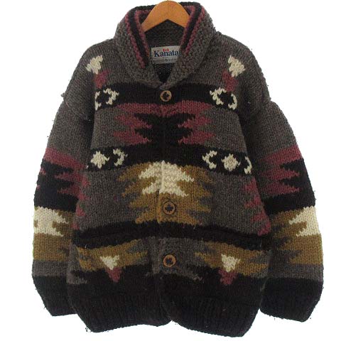 カナタ Kanata カウチン ニット セーター ジャケット ウール ノルディック ブラウン系 茶系 Ibs77 メンズ 022 ベクトルパーク