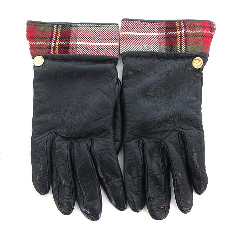 ヴィヴィアンウエストウッド Vivienne Westwood Vera Pelle グローブ 手袋 レザー 裏地ウール ブラック 黒 S Ibs77 レディース 022 ベクトルパーク