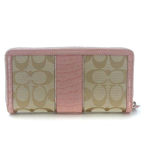 大注目 Coach コーチ 長財布 シグネチャー 薄いピンク 長財布 Dralisahan Com