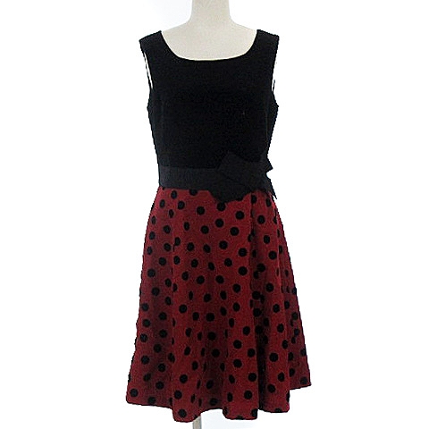 ストロベリーフィールズ Strawberry Fields Grace グレース ドッキング ワンピース ノースリーブ 切替 ベロア ドット ブラック レッド 黒 赤 レディース 022 ベクトルパーク