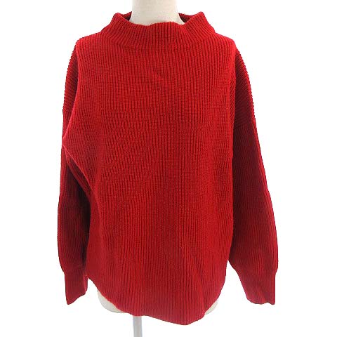 エニィファム Anyfam ウールブレンド バルキー ボトルネック ニット プルオーバー セーター 長袖 レッド 赤 F レディース 022 ベクトルパーク