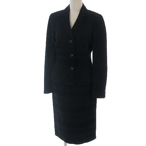 ジバンシィ Givenchy Boutiques スカートスーツ セットアップ 上下 テーラード ジャケット ひざ丈 膝丈 スカート シャドーボーダー ブラック 黒 36 38 レディース 022 ベクトルパーク