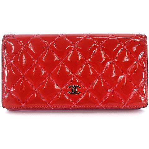 シャネル CHANEL マトラッセ パテント レザー 長財布 フラップ 二 