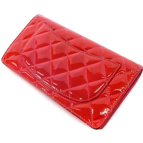 シャネル CHANEL マトラッセ パテント レザー 長財布 フラップ 二 