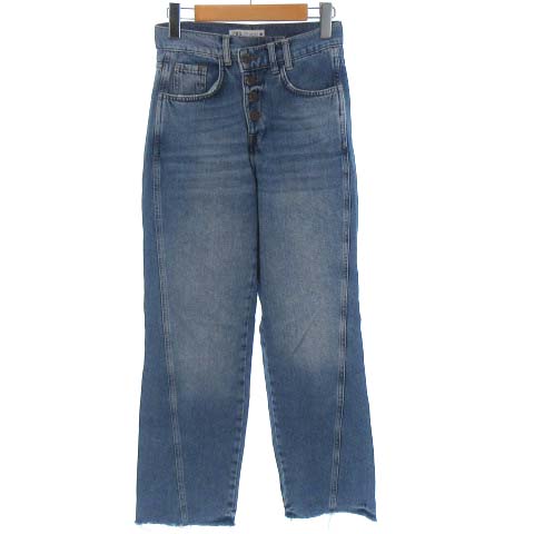 ザラ Zara デニム パンツ ジーンズ ボタンフライ カットオフ 切りっぱなし インディゴ ブルー 青 00 Ibs レディース 022 ベクトルパーク