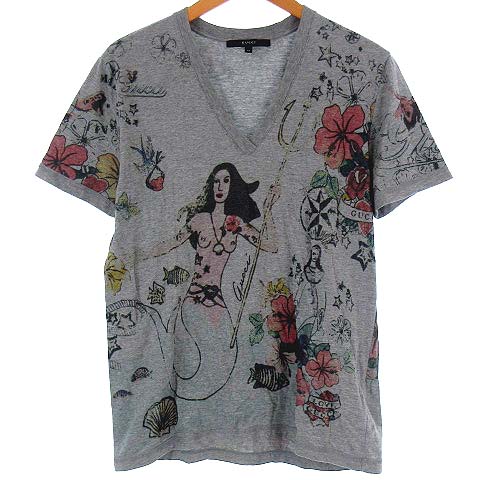グッチ GUCCI 214556 X3353 Tシャツ カットソー マーメイド 総柄 V 