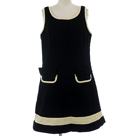 エミリーテンプルキュート Emily Temple Cute ノースリーブ ワンピース ウール リボン ひざ丈 膝丈 バイカラー アイボリー ブラック 黒 レディース 022 ベクトルパーク