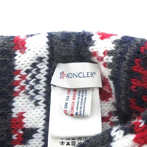 極美品✨MONCLER モンクレール　マフラー　ウール　白　青　赤 2025年8月】モンクレールマフラー（MONCLER／メンズマフラー）の