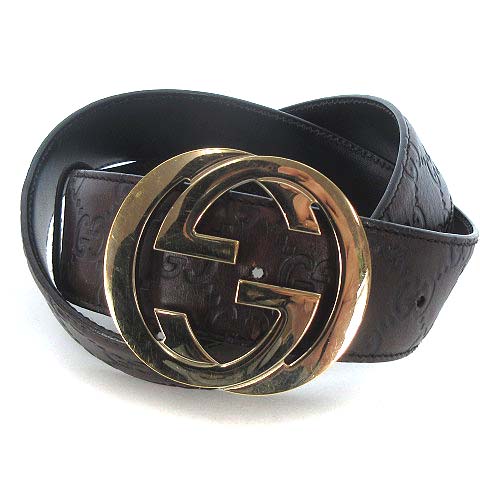 グッチ GUCCI 114876 シマ レザー ベルト インターロッキングG ロゴ  