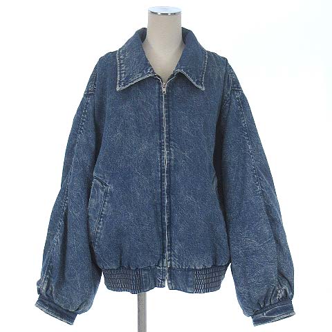 マウジー Moussy 19aw Oversized Denim ブルゾン デニム ジャケット オーバーサイズ ケミカルウォッシュ加工 インディゴ ブルー 青 F レディース 022 ベクトルパーク