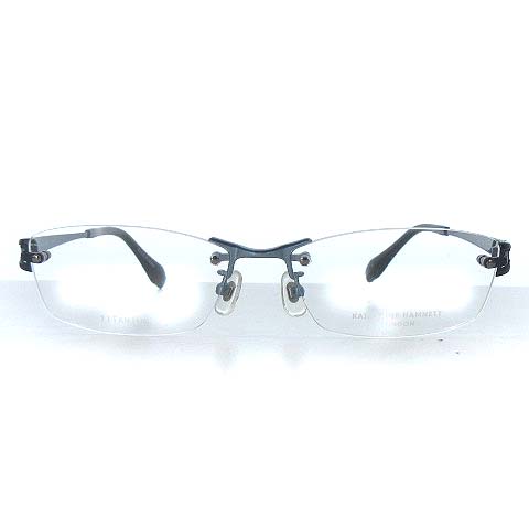 未使用品 キャサリンハムネットロンドン Katharine Hamnett London 9129 メガネ フレーム めがね 眼鏡 スクエア リムレス 縁無し チタニウム チタン ネイビー 紺 55 16 140 メンズ 022 ベクトルパーク