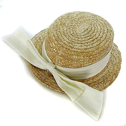 アマベル Amavel カンカン帽 麦わら帽子 リボン キー 鍵 チャーム付 生成り キナリ ホワイト 白 ハット レディース 022 ベクトルパーク