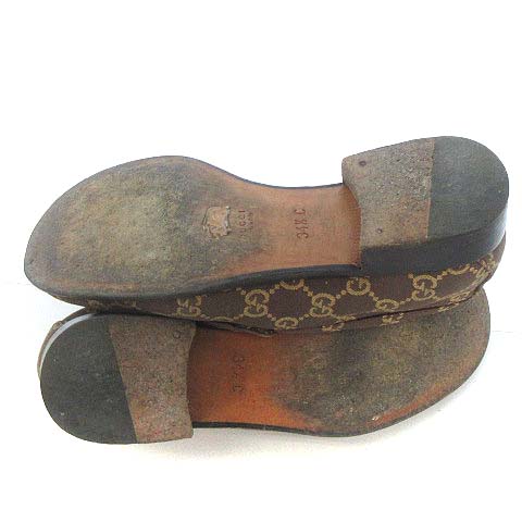 グッチ GUCCI 100 0531/08 GG柄 キャンバス ホースビット ローファー