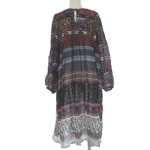 未使用品 フリーダ Freada ビンテージ リメイク プリント ワンピース ひざ丈 膝丈 長袖 マルチカラー F 313 987 0023 レディース 022 ベクトルパーク