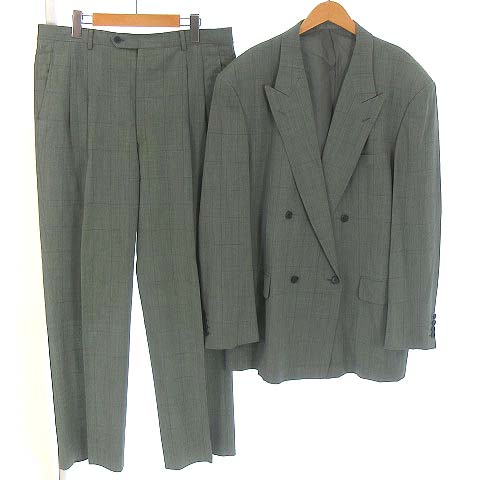 クリスチャンディオール Christian Dior Monsieur ダブル スーツ セットアップ 上下 テーラード ジャケット スラックス パンツ チェック グリーン 緑 Ab 8 Ecr2 メンズ 022 ベクトルパーク