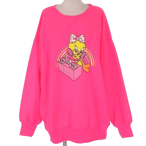 レディ Rady 新作 今季 21s S 21ss ルーニー テューンズ Looney Tunes コラボ Tweety トレーナー スウェット プルオーバー プリント ネオンピンク F トップス レディース 022 ベクトルパーク