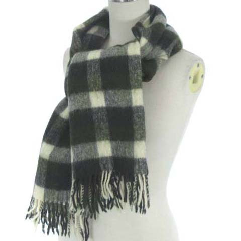 ワイズフォーメン Y S For Men ヨウジヤマモト マフラー チェック フリンジ ウール グリーン ホワイト グレー 白 緑 Mr 0 128 Ecr3 メンズ レディース 022 ベクトルパーク