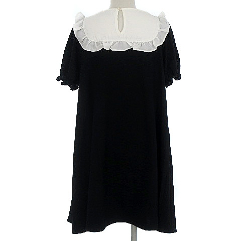 アンクルージュ Ank Rouge メイド風 ワンピース パフスリーブ プルオーバー Aライン フリル ミニ 半袖 ロリータ コスプレ ブラック 黒 M レディース 022 ベクトルパーク