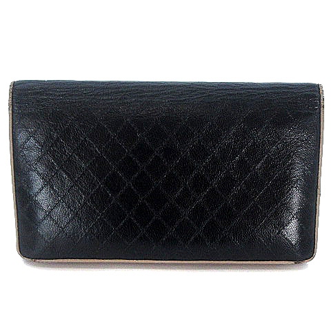 希少 シャネル 二つ折り 長財布 ビコローレ マトラッセ ラムスキン 黒