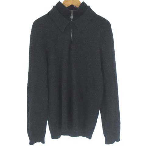 エルメス Hermes カシミヤ ニット プルオーバー セーター ハーフジップ ハイネック フェイクレイヤード カシミア 長袖 黒 ブラック S Ibo8 メンズ 022 ベクトルパーク