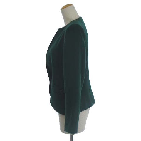 【美品】クリスチャンディオール ノーカラージャケット ウール 1B グリーン系 クリスチャンディオール Christian Dior ヴィンテージ ノーカラー