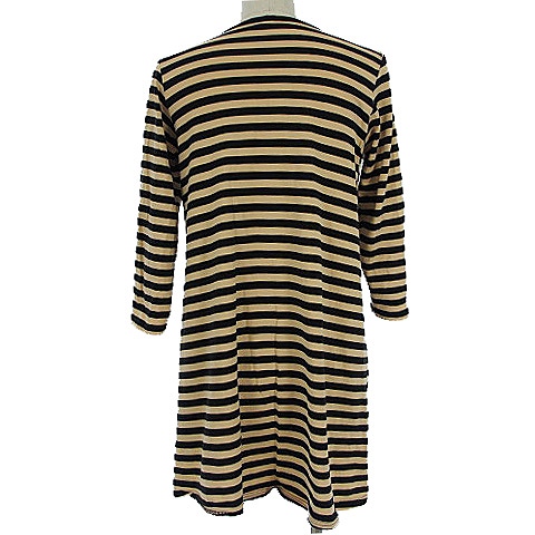 マリメッコ Marimekko Original ボーダー チュニック ワンピース Aライン 七分袖 ベージュ ブラック 黒 150 キッズ 022 ベクトルパーク