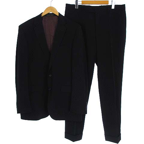 コルネリアーニ Corneliani 美品 TREND トレンド 2B シングル スーツ セットアップ 上下 テーラード ジャケット パンツ スラックス センタープレス ブラック 黒 52 XL位 ECR14 メンズ